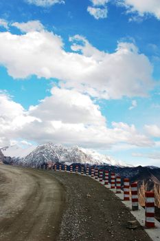 A rough mountain road in the highland of Tibet