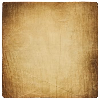 Old paper sheet with vintage wooden texture. Isolated on white.