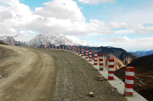 A rough mountain road in the highland of Tibet