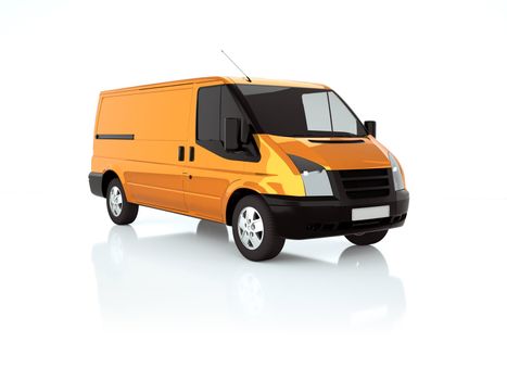 3d illustration of an orange van