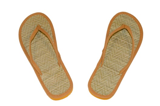 orange beach flip flops isolated on a white background