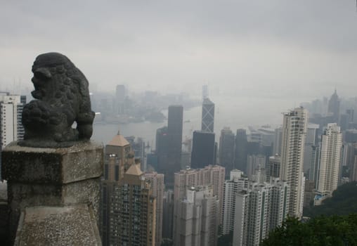 Hong Kong skyline as seen from the peak of the harbor