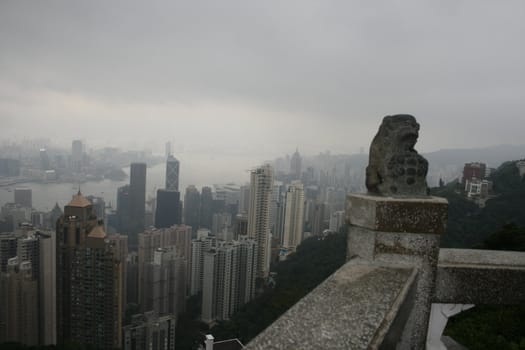 Hong Kong skyline as seen from the peak of the harbor