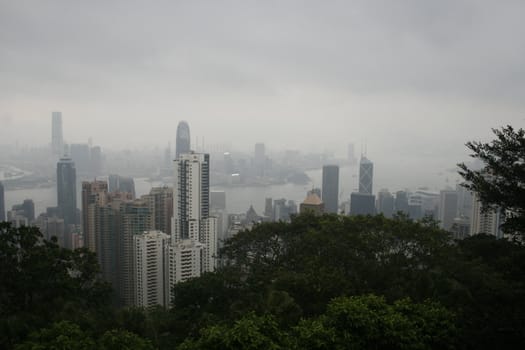 Hong Kong skyline as seen from the peak of the harbor