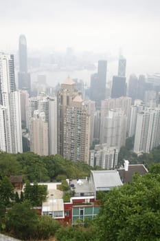 Hong Kong skyline as seen from the peak of the harbor