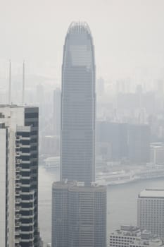 Hong Kong skyline as seen from the peak of the harbor