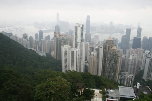 Hong Kong skyline as seen from the peak of the harbor