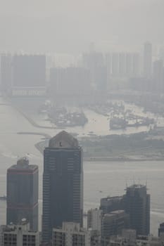 Hong Kong skyline as seen from the peak of the harbor