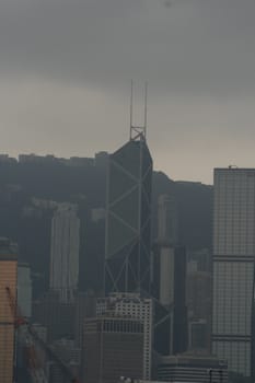 Skyscraper in Hong Kong skyline as seen from the Star Avenue - Bank of China