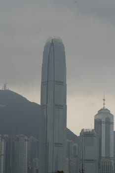 Skyscraper in Hong Kong skyline as seen from the Star Avenue