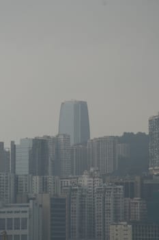 Skyscraper in Hong Kong skyline as seen from the Star Avenue