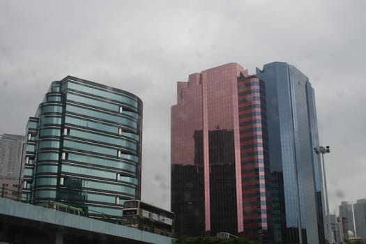 Skyscraper in Hong Kong skyline as seen from the Star Avenue