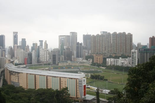 Happy Valley Sports Ground in Hong Kong and Skyline