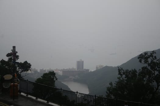 Drinking water reservoir in Hong Kong, Pok Fu Lam seen from the peak