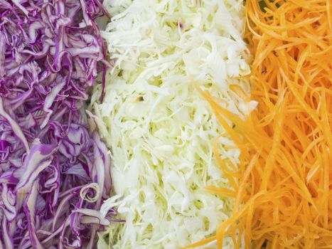 Various grated vegetables background