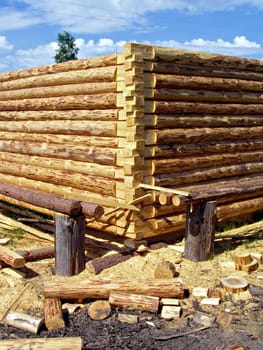 construction of the new wooden building