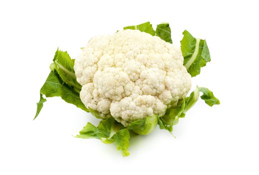 Studio shot of an organic growth cauliflower isolated on white