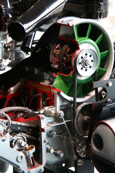details of a powerful racing car engine