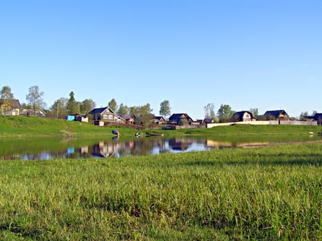 village on coast river