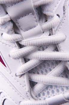white shoelace of an modern sportive shoe