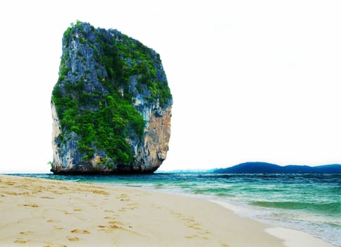 High cliff on Poda island. Exotic tropical landscape.