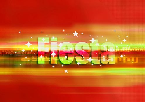 Fiesta background, illustration red colors with lots of stars
