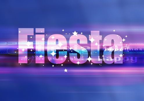 Fiesta background, illustration blue colors with lots of stars