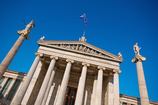 Academy of Athens  On the columns are goddess Athena and Apollo.

