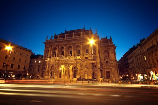 Hungarian Opera House at night