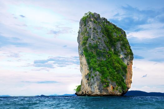 High cliff on Poda island. Exotic tropical landscape.