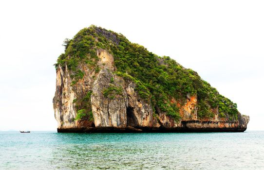 High cliffs on the tropical island. Exotic tropical landscape.