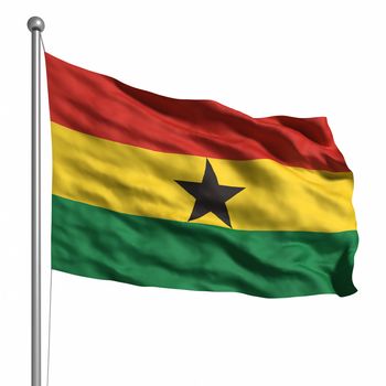 Flag of Ghana. Rendered with fabric texture (visible at 100%). Clipping path included.