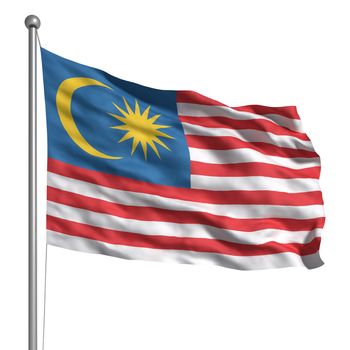 Malaysia flag. Rendered with fabric texture (visible at 100%). Clipping path included.