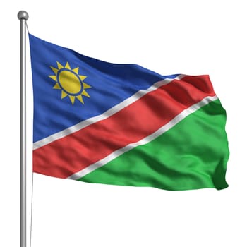 Flag of Namibia. Rendered with fabric texture (visible at 100%). Clipping path included.
