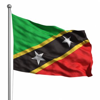 Flag of Saint Kitts and Nevis. Rendered with fabric texture (visible at 100%). Clipping path included.