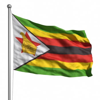 Flag of Zimbabwe. Rendered with fabric texture (visible at 100%). Clipping path included.