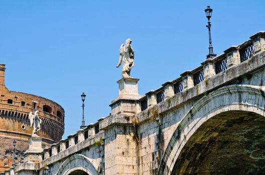 St. Angel's Bridge crossing the river Tiber and Castle