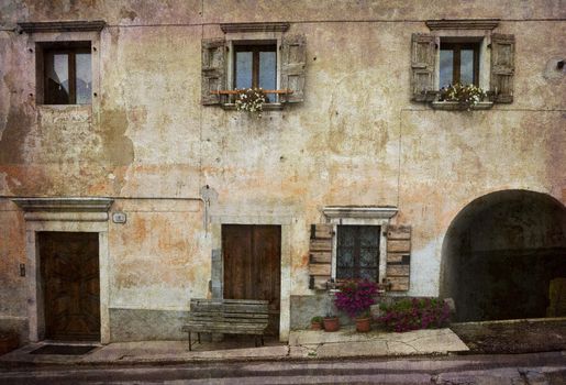 Beautiful typical facade in a little village in northern Italy. More of my images worked together to reflect time and age.
