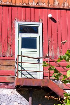 Front and door of a wooden house