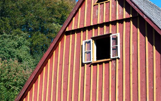 Chalet with its little window in front, in northern Moravia