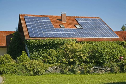 German house with solar collector