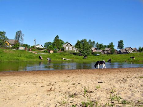 small village near river