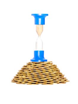  image hourglass on a pyramid of coins