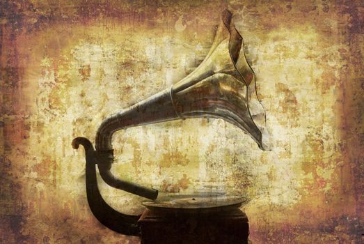 Dream of  my grandfathers first gramophone for 78rpm records. More of my images worked together to reflect age and time.
