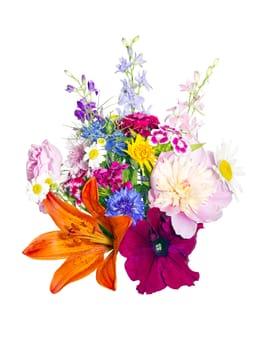a bouquet of summer flowers on a white background
