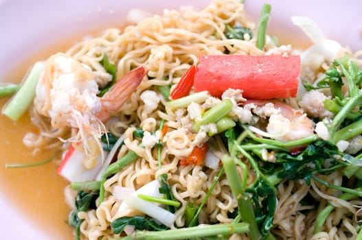 Native Thai style of Noodle mix salad in plate
