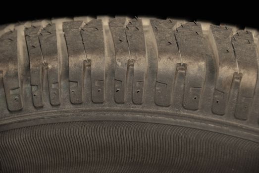 Part of car tyre close up
