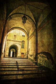 Postcard from Umbria - Italy. Small passage at siesta. More of my images worked together to reflect age and time.