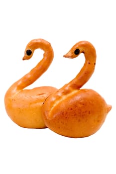 swans will consist of bread on a white background