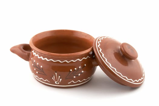 Ceramic kitchen pot, on a white background